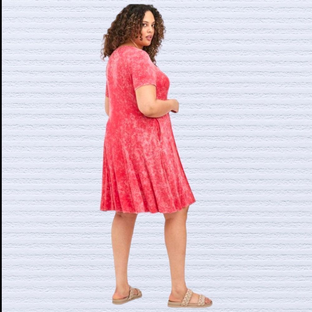 TORRID Plus Size Mini Super soft V-Neck Trapeze Dress. - Picture 9 of 15